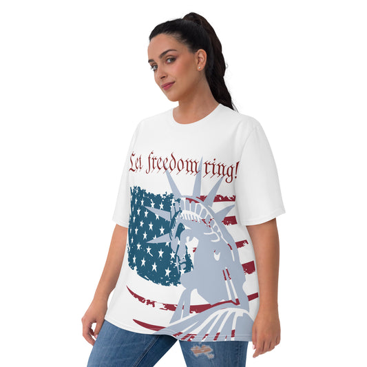 ADULT "Let Freedom Ring!" Patriotic July 4th of July Independence Day Women's T-shirt Tshirt