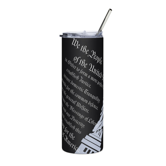 "We the People" (black) Preamble Lady Liberty July 4th Patriotic Constitution Stainless steel travel coffee mug