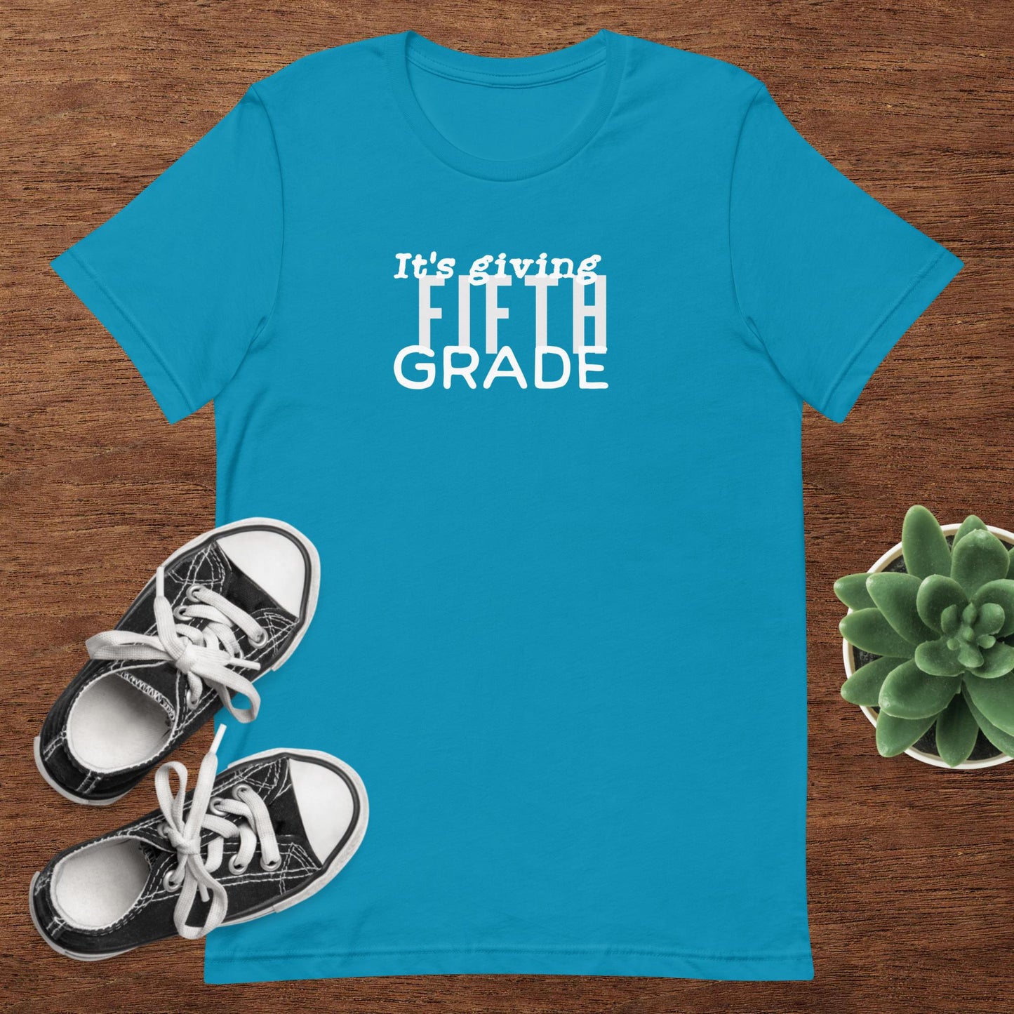 ADULT SIZE "Its giving 5th Grade" Back to School Back 2 School New grade level shirt for 5th grade teacher or student