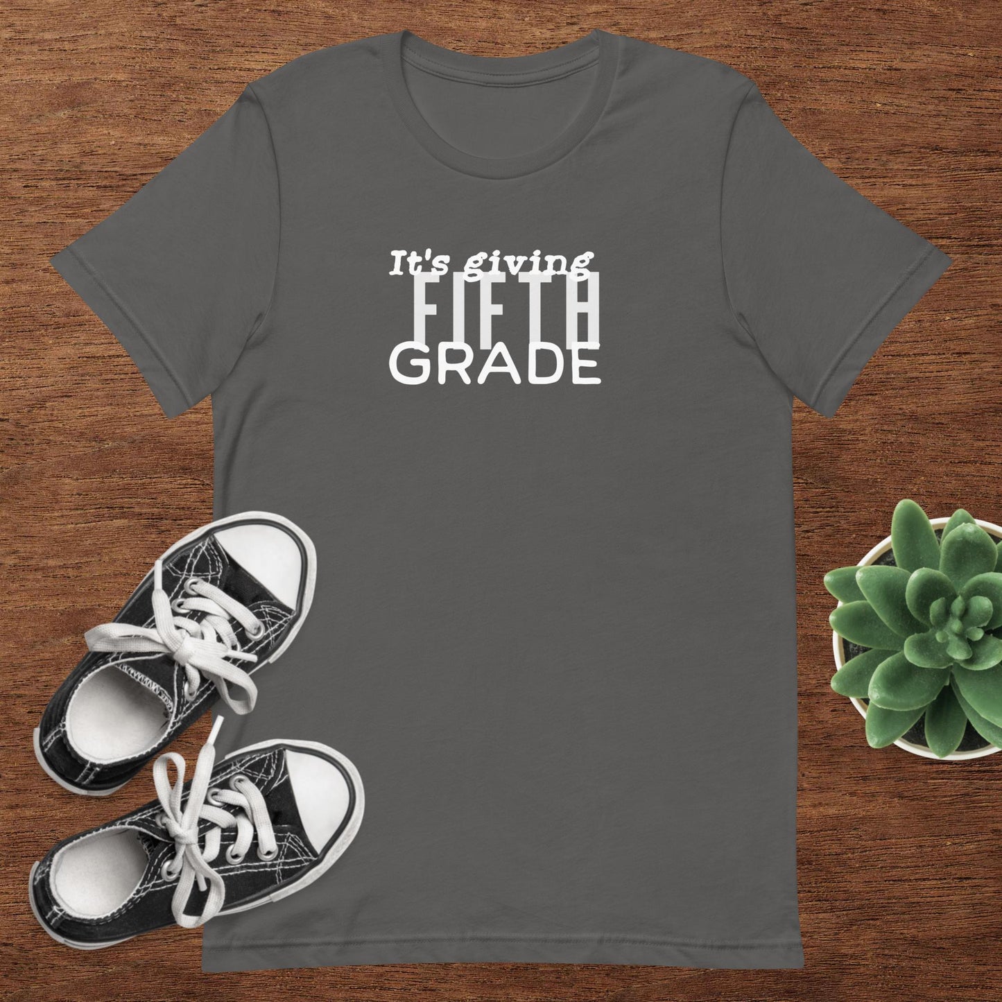 ADULT SIZE "Its giving 5th Grade" Back to School Back 2 School New grade level shirt for 5th grade teacher or student