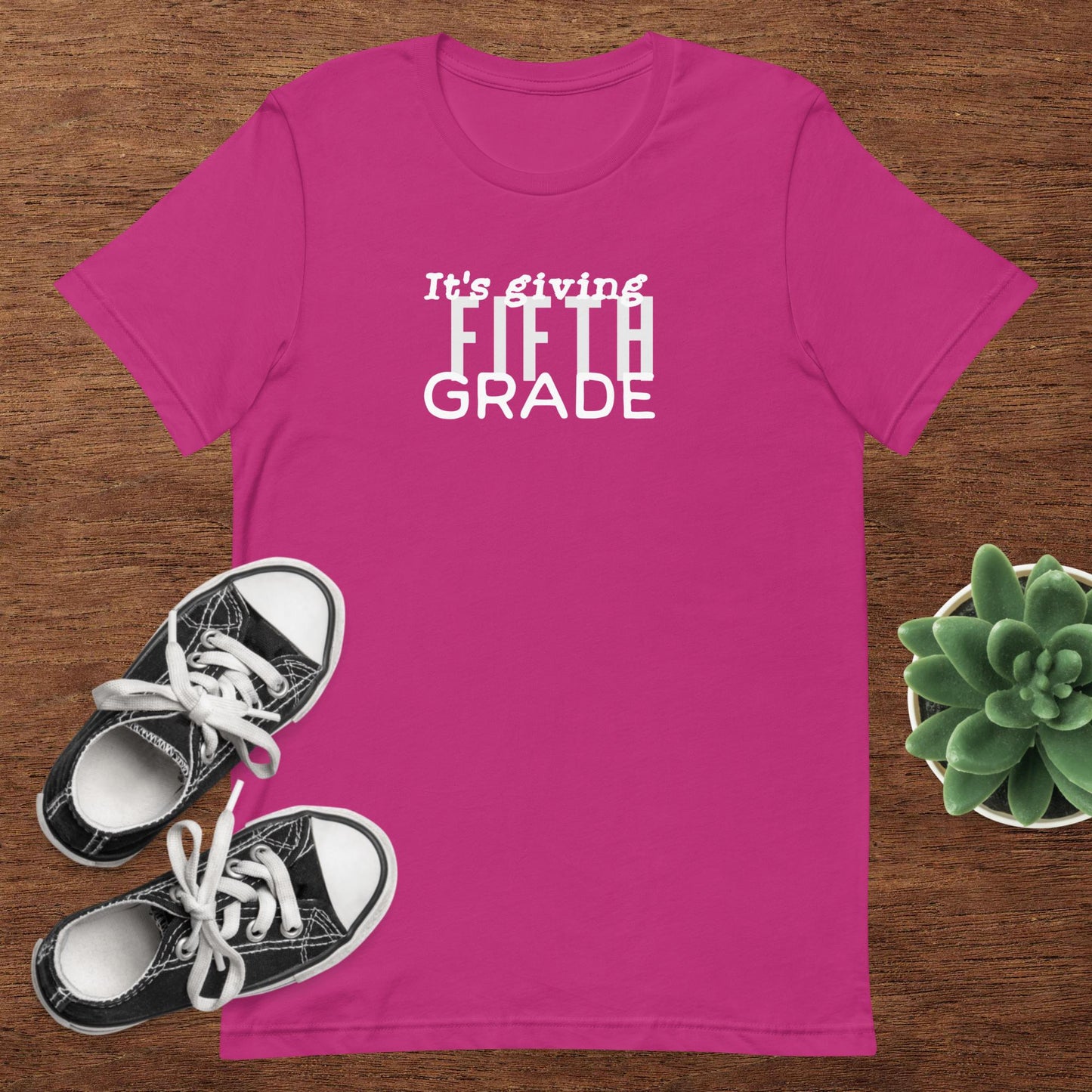 ADULT SIZE "Its giving 5th Grade" Back to School Back 2 School New grade level shirt for 5th grade teacher or student