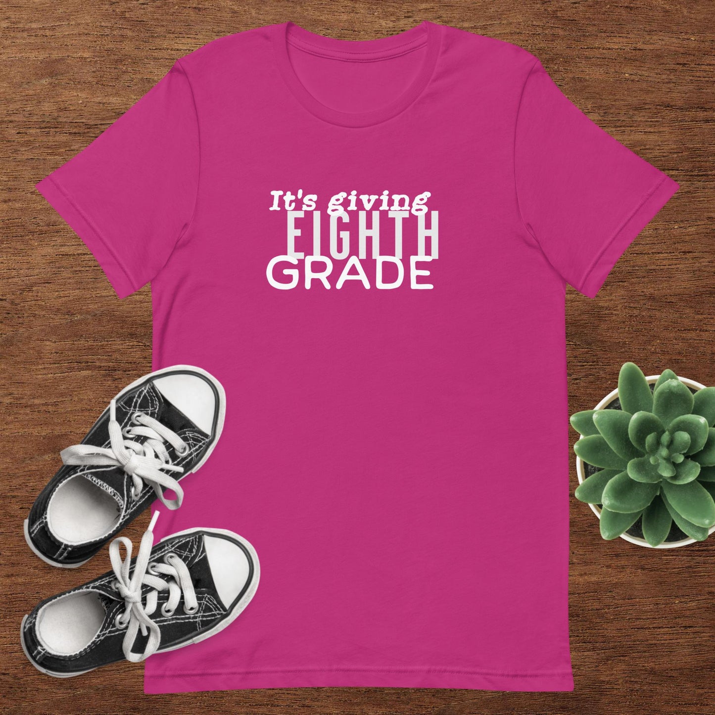 ADULT SIZE "It's Giving 8th Grade" Back to School Back 2 School new grade level shirt for teacher or student