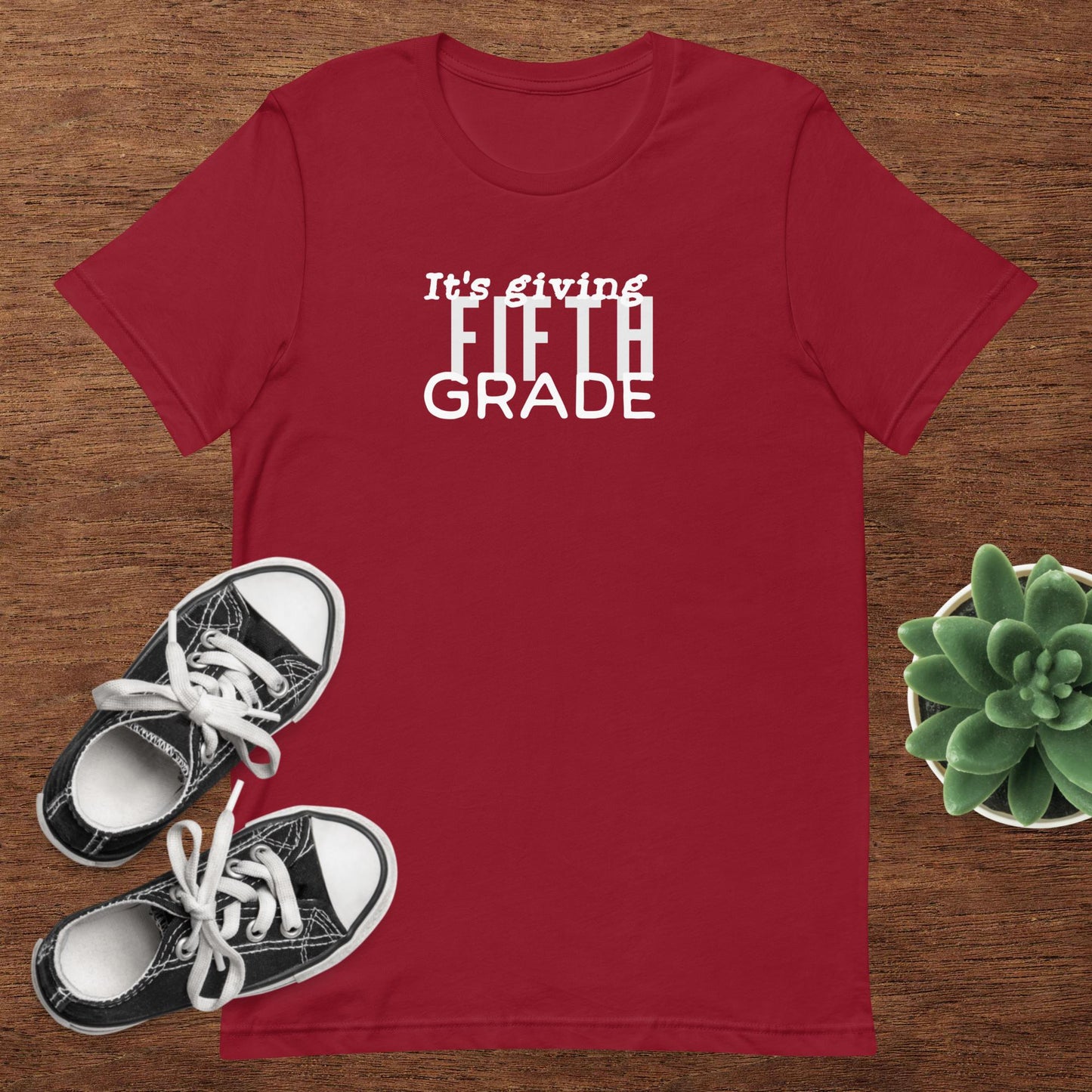 ADULT SIZE "Its giving 5th Grade" Back to School Back 2 School New grade level shirt for 5th grade teacher or student