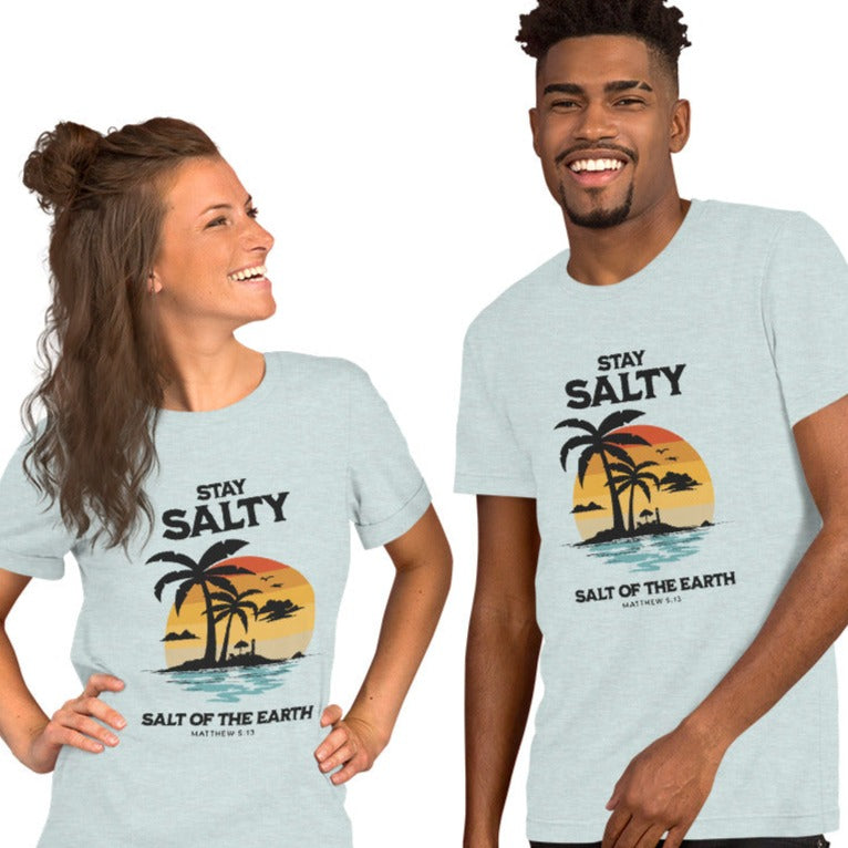 ADULT "Stay Salty Salt of the Earth" Christian Matthew 5:13 Beach Surfing Sunset Unisex t-shirt tshirt