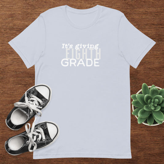 ADULT SIZE "It's Giving 8th Grade" Back to School Back 2 School new grade level shirt for teacher or student
