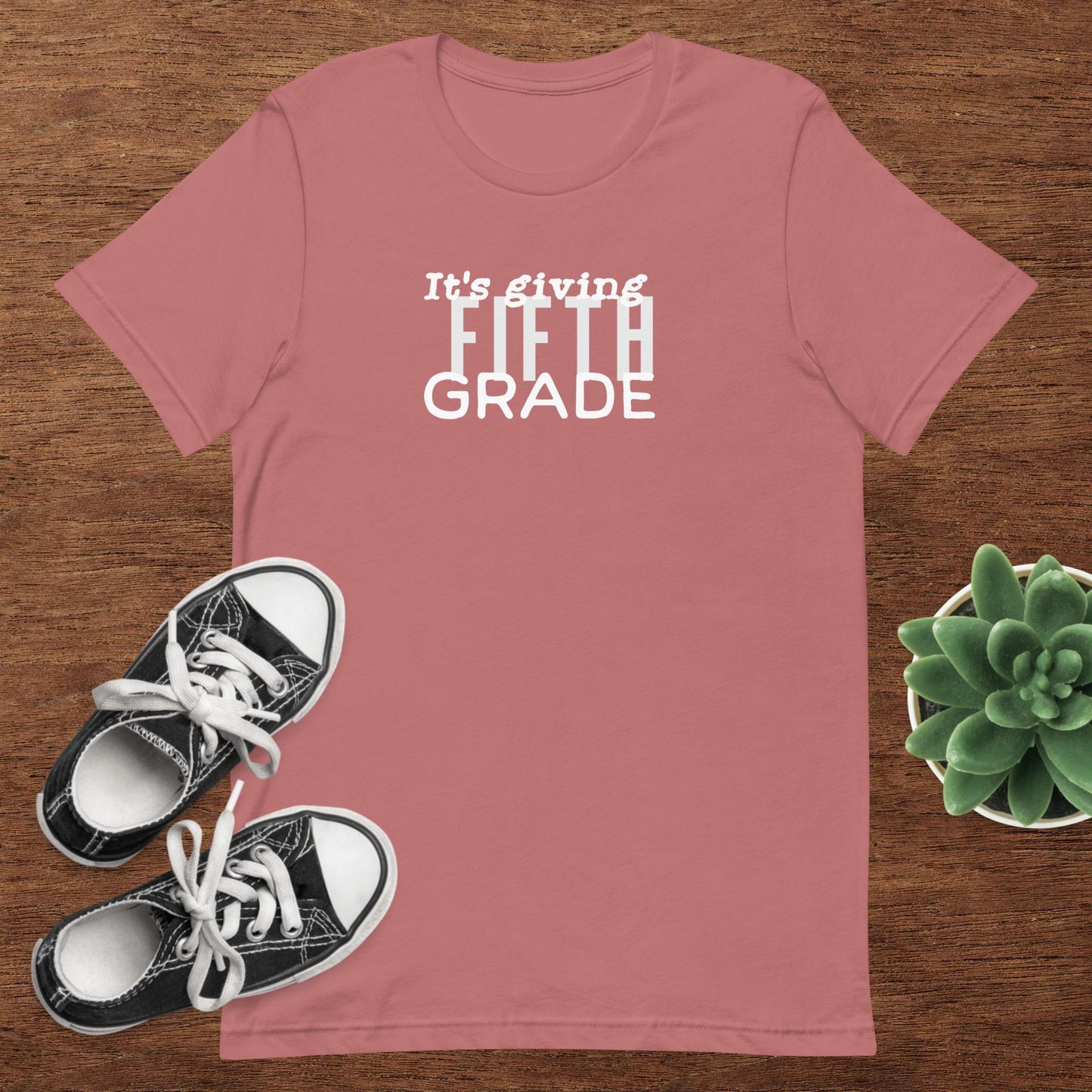 ADULT SIZE "Its giving 5th Grade" Back to School Back 2 School New grade level shirt for 5th grade teacher or student