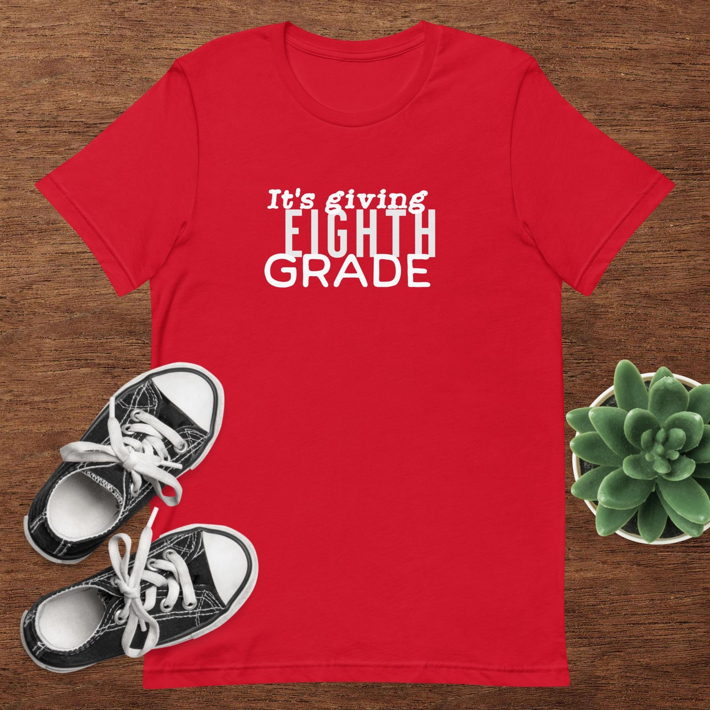 ADULT SIZE "It's Giving 8th Grade" Back to School Back 2 School new grade level shirt for teacher or student