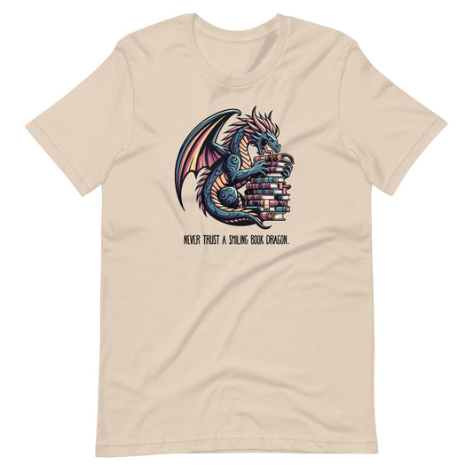 ADULT "Never Trust a Smiling Book Dragon" Reader Dungeons and Dragons Reading Book Dragon shirt