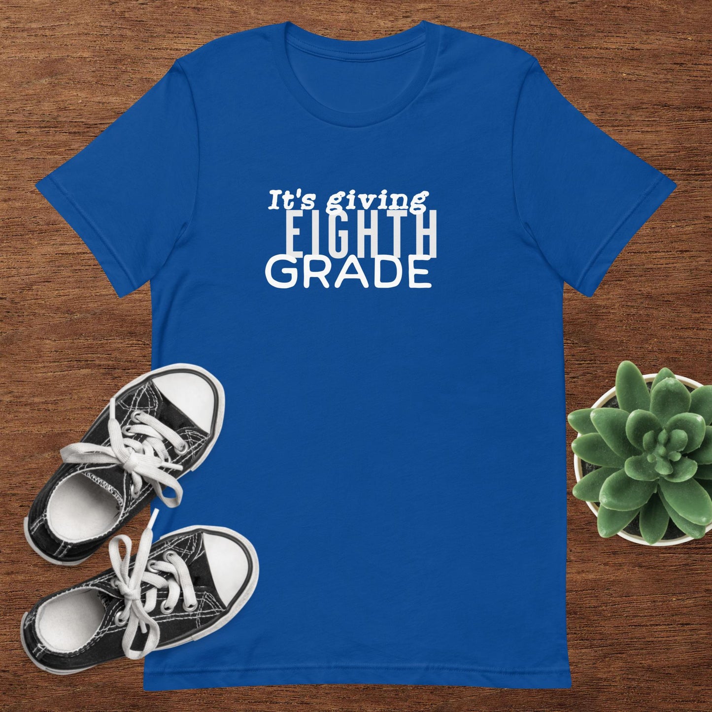 ADULT SIZE "It's Giving 8th Grade" Back to School Back 2 School new grade level shirt for teacher or student