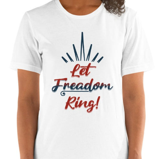 ADULT "Let fREADom Ring!" July 4th Patriotic 1st Amendment Reading Unisex Women's t-shirt Tshirt