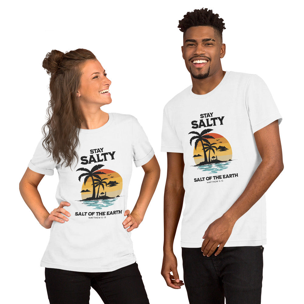 ADULT "Stay Salty Salt of the Earth" Christian Matthew 5:13 Beach Surfing Sunset Unisex t-shirt tshirt
